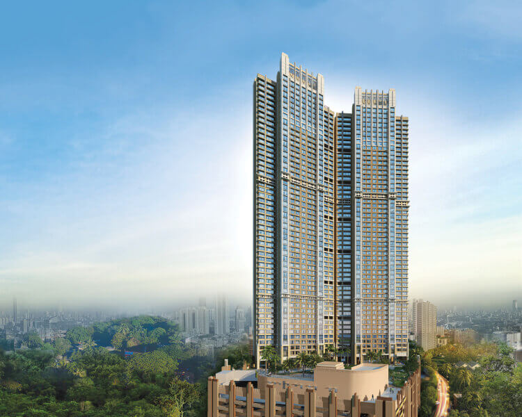 Celestia Spaces — luxury 2 and 3 BHK twin-tower apartments in Sewri, South Mumbai with Eastern Harbour views, starting at ₹3.6 Cr