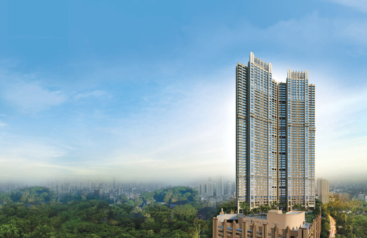 Celestia Spaces — luxury 2 and 3 BHK twin-tower apartments in Sewri, South Mumbai with Eastern Harbour views, starting at ₹3.6 Cr